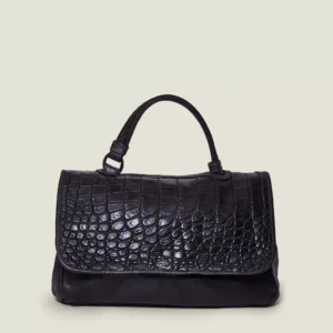 Croco – borsa a mano in coccodrillo nero