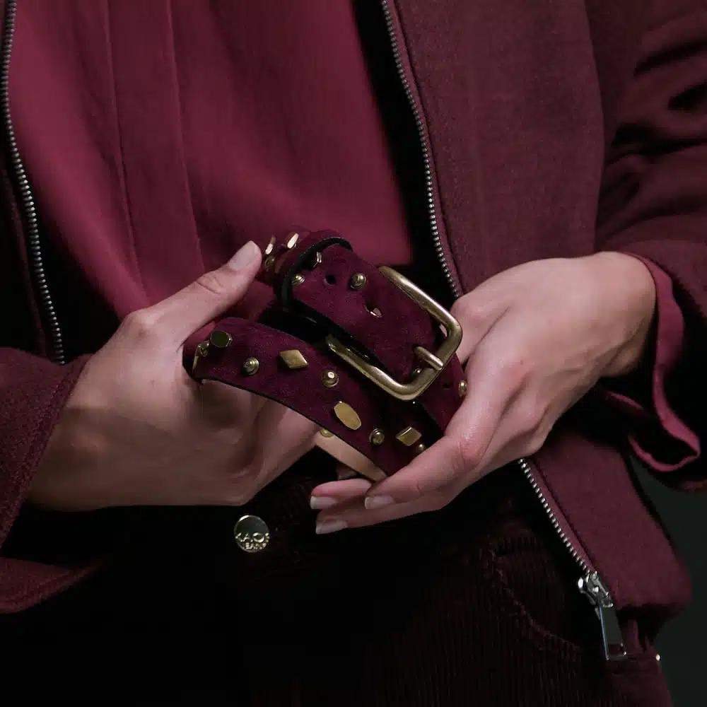 Fibbia Nusa e cintura in camoscio con borchie 30mm - immagine 3